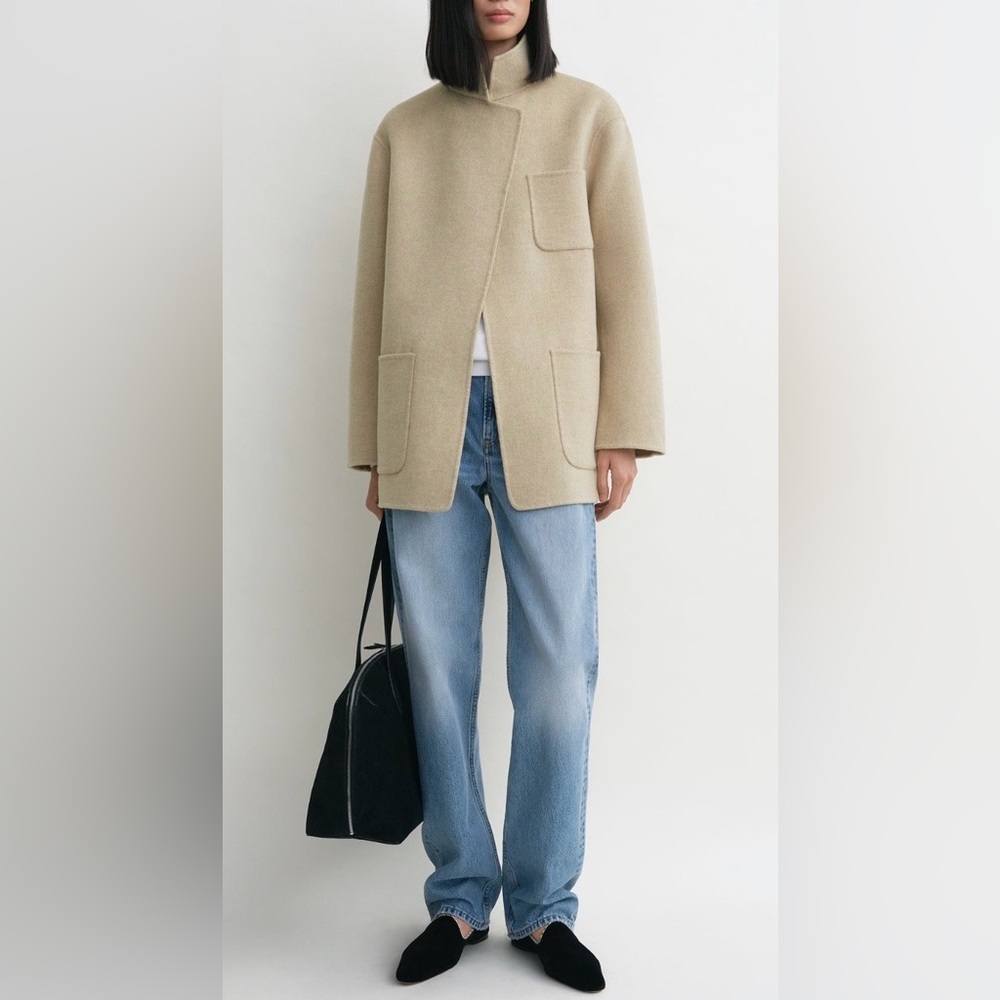 Toteme Patch Pocket Double Jacket, 40, Fawn Melange